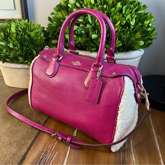 Coach Shearling Bennet Fushia Crossbody Handbag - Picture 3 of 16